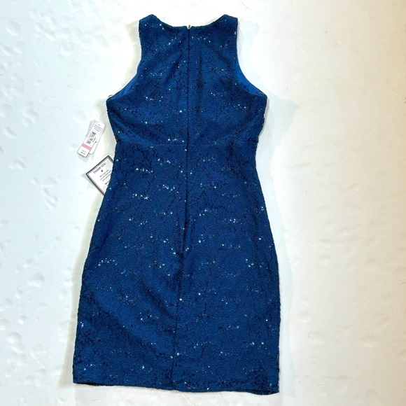 NWT Night Way Blue Lace & Sequins Cocktail Dress 10 - Picture 8 of 11